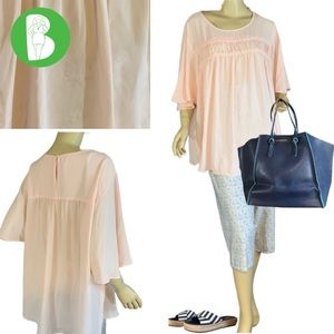 VALERIE STEVENS BLUSH PINK FLOWY TUNIC BLOUSE NWT (3X)